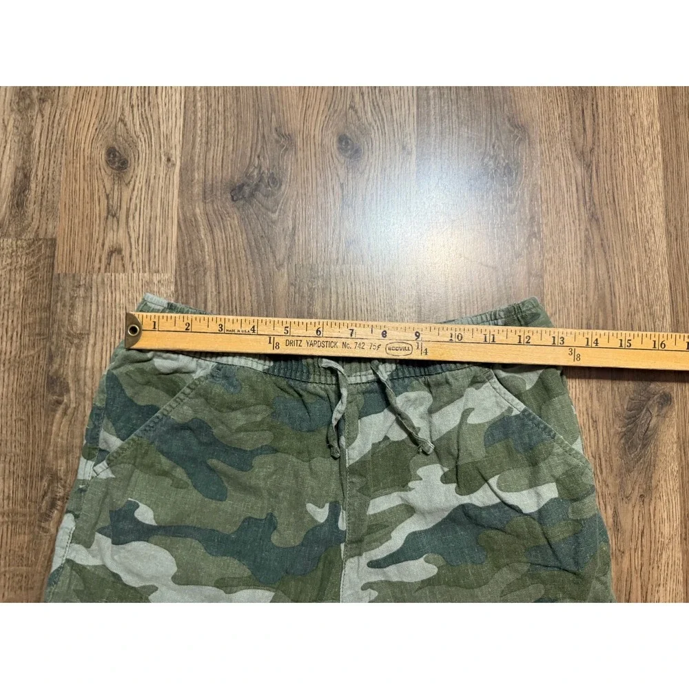Old Navy Linen Blend Shorts Girls XL (14-16) Green Camo Kids Pull-On Excellent